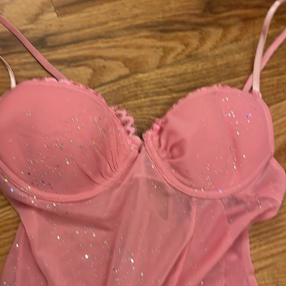 2006 Victoria’s Secret Pink Sparkly Chiffon Lingerie Nightie Slip - Picture 5 of 7